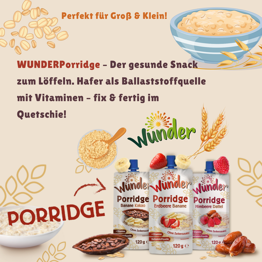 WUNDER Quetschie Erdbeere Banane 120g mit Haferflocken Ballaststoffquelle Vitamine