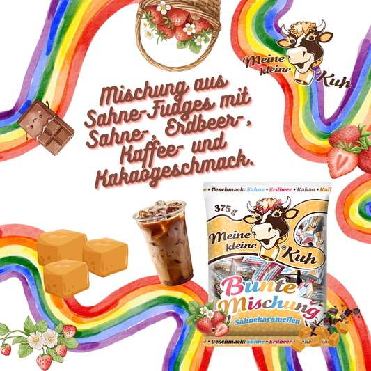 MEINE KLEINE KUH Bunte Mischung 25 x 375g Sahne Bonbon ( Sahne Erdbeer Kakao Kaffee )