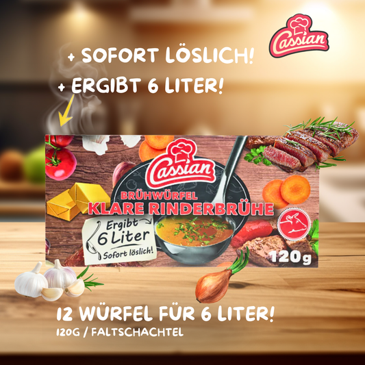 CASSIAN Brühwürfel Rinderbrühe 30 x 120g für 360 x 0,5l
