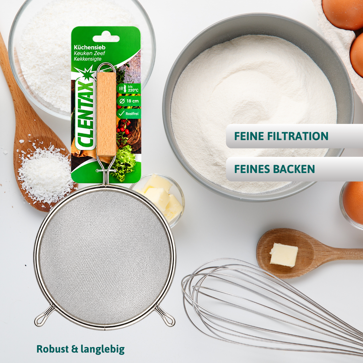 CLENTAX Küchensieb Ø 18 cm - 16er Pack