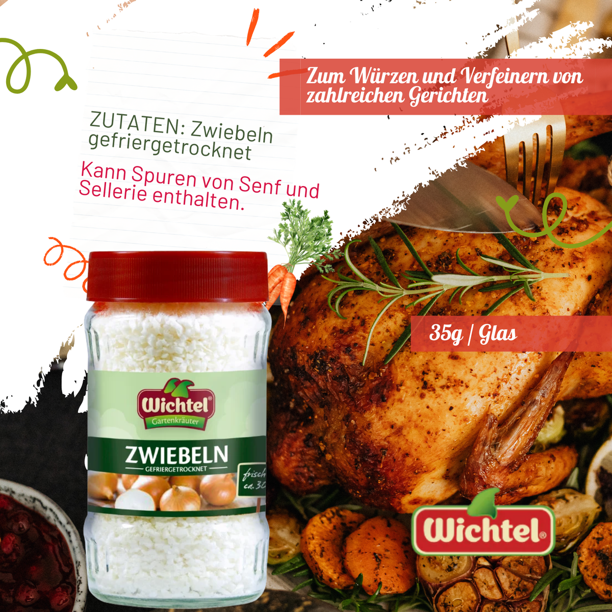 WICHTEL Gefriergetrocknete Zwiebeln – 35g im Glas