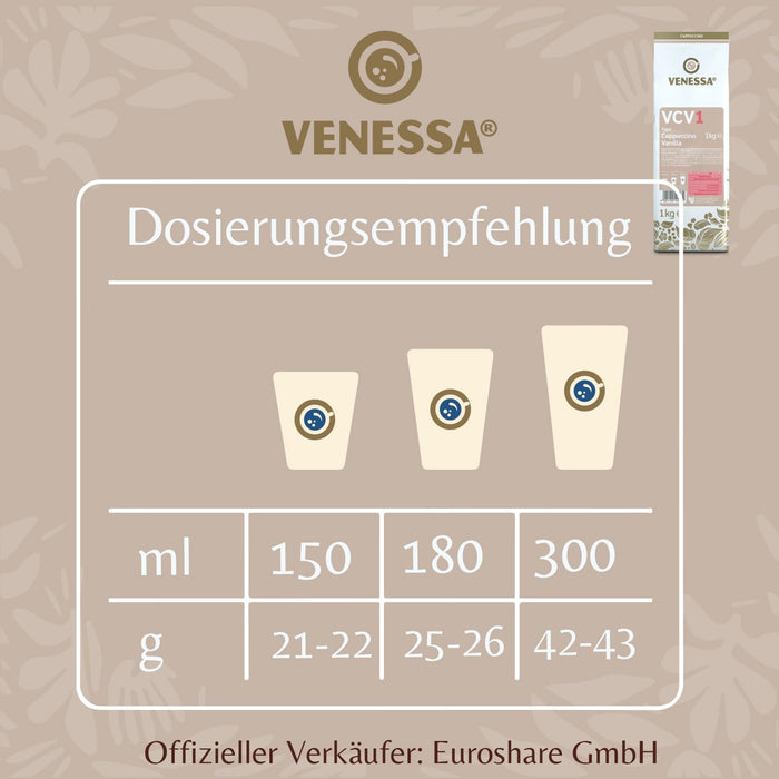 VENESSA Cappuccino Vanilla VCV1 Instant Kaffee mit Vanillenote 1kg für Vending