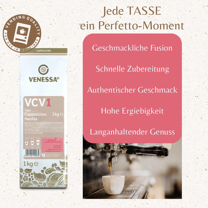 VENESSA Cappuccino Vanilla VCV1 Instant Kaffee mit Vanillenote 1kg für Vending
