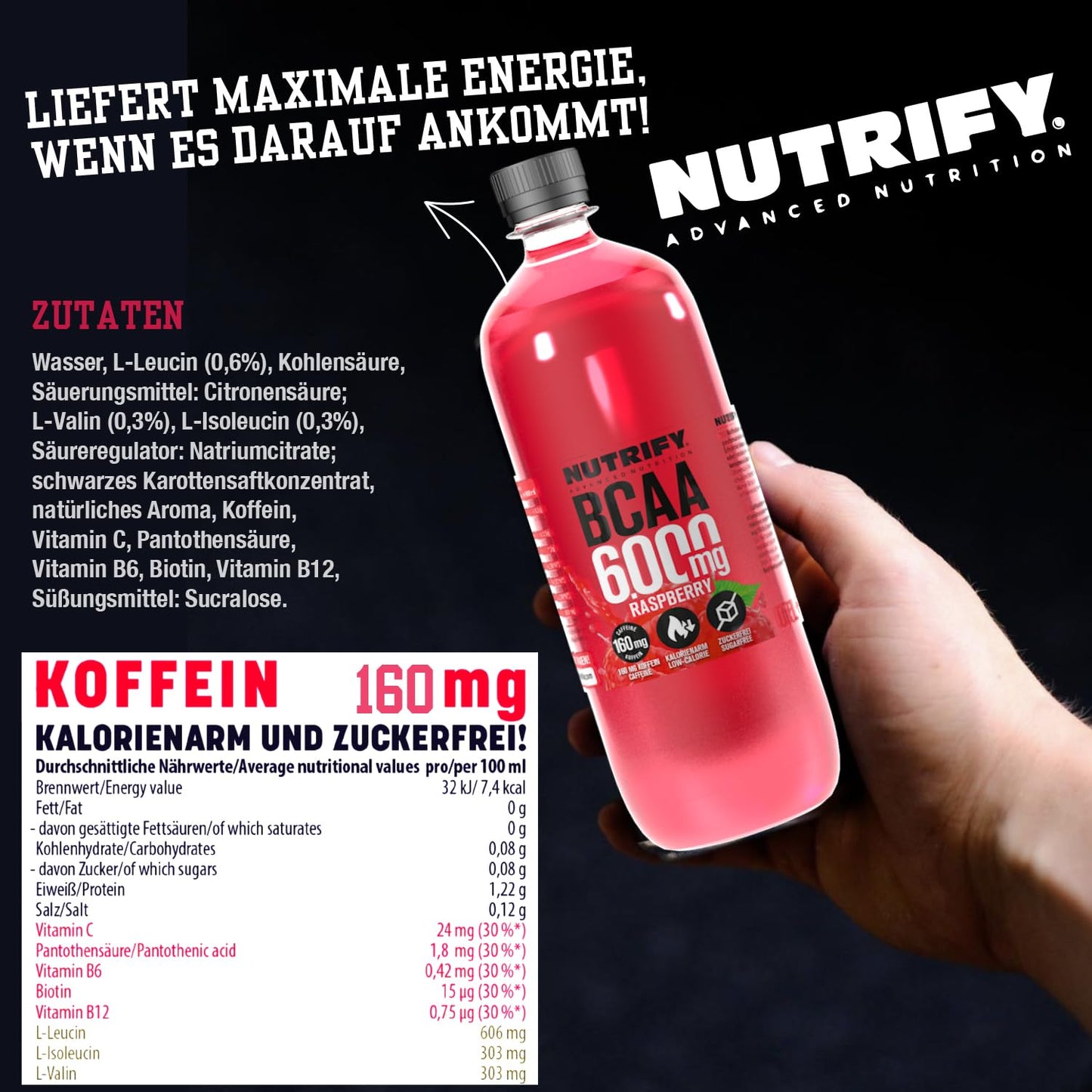 NUTRIFY BCAA Drink Raspberry 18 x 500ml