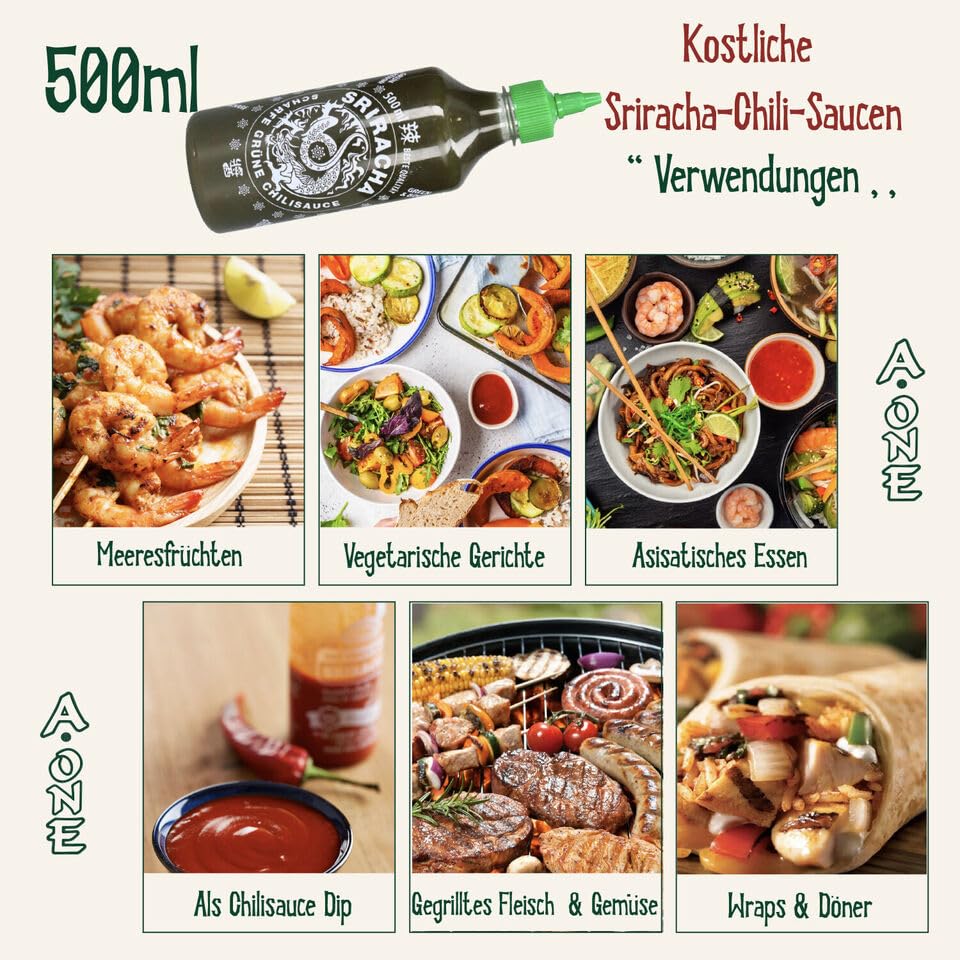 A ONE - Sriracha Scharfe grüne Chilisauce 12 x 500ml