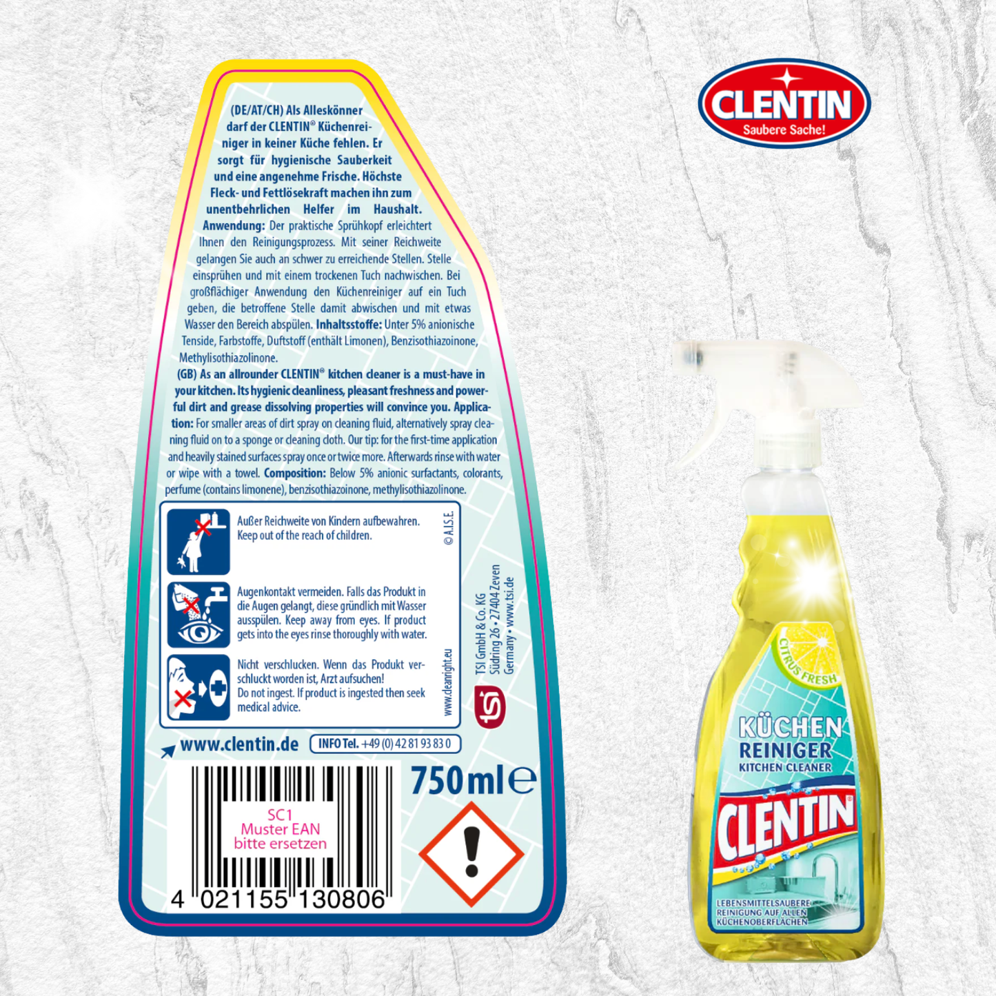 CLENTIN Küchenreiniger Zitrone 750ml