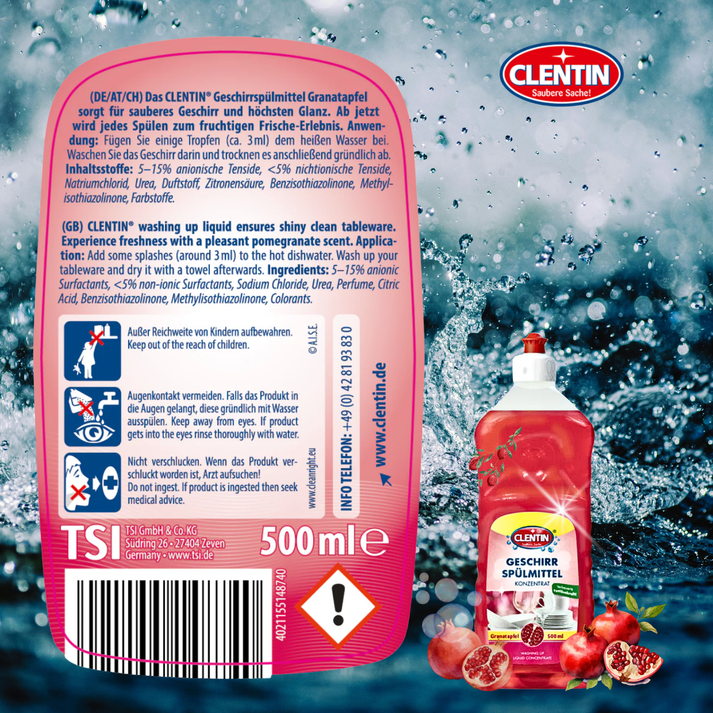 CLENTIN Spülmittel Granatapfel 500ml