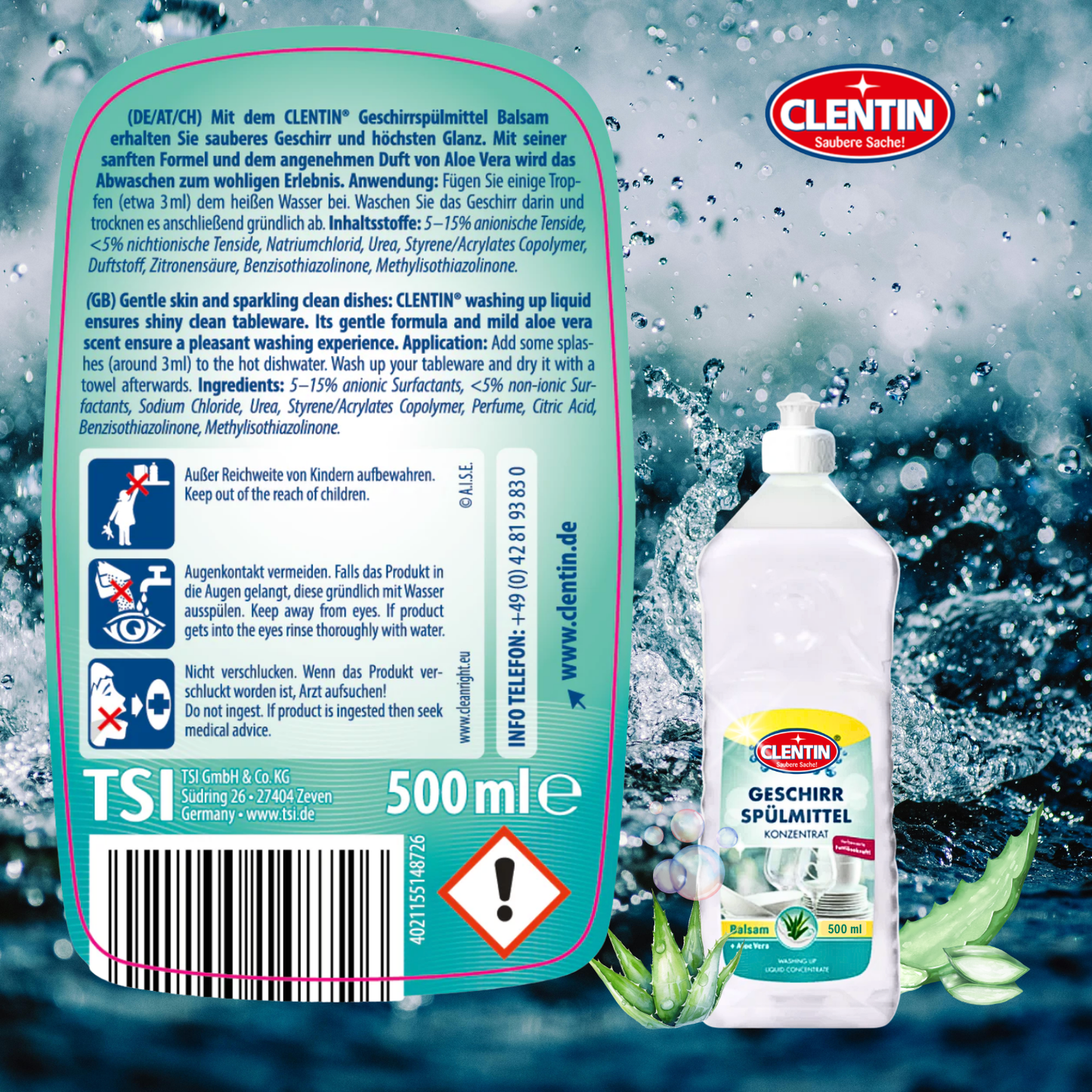 CLENTIN Spülmittel Balsam Aloe Vera 500ml