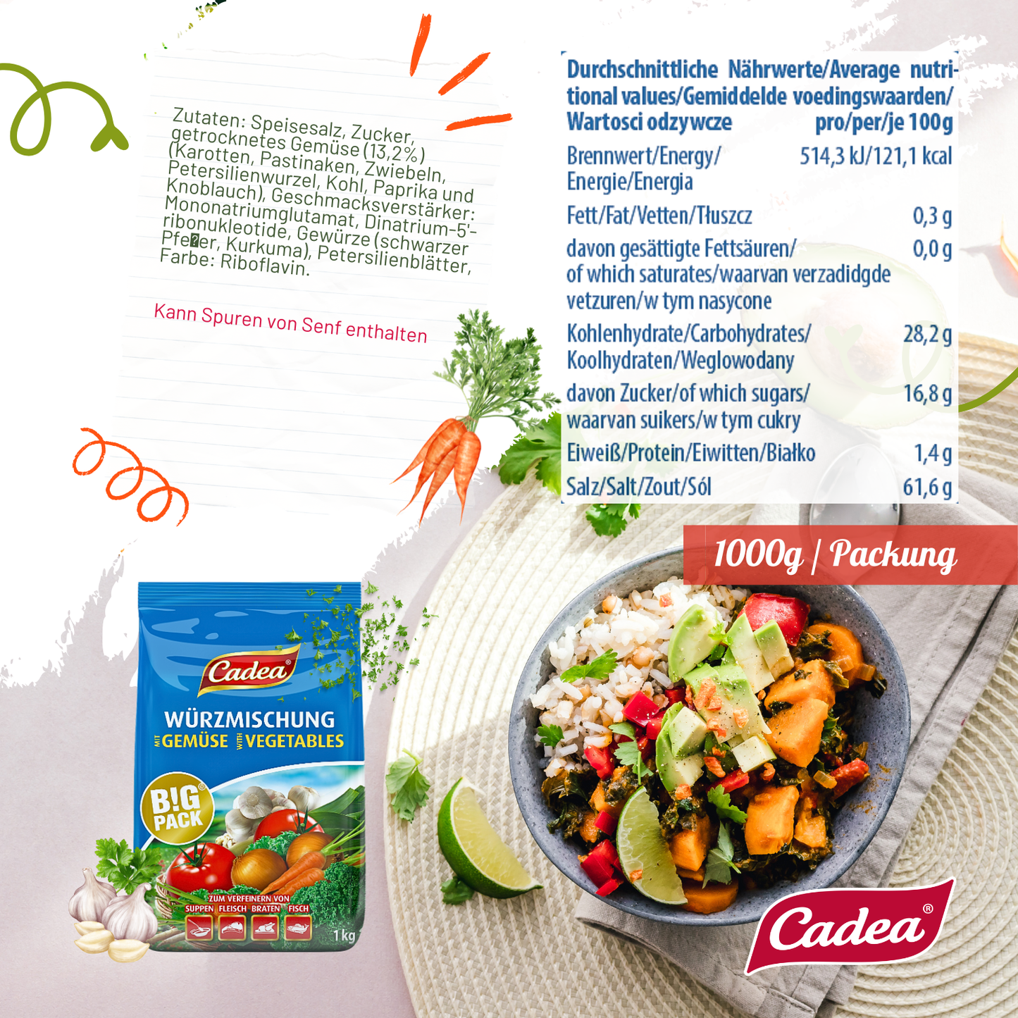 CADEA Würzmischung mit Gemüse 5 x 1kg