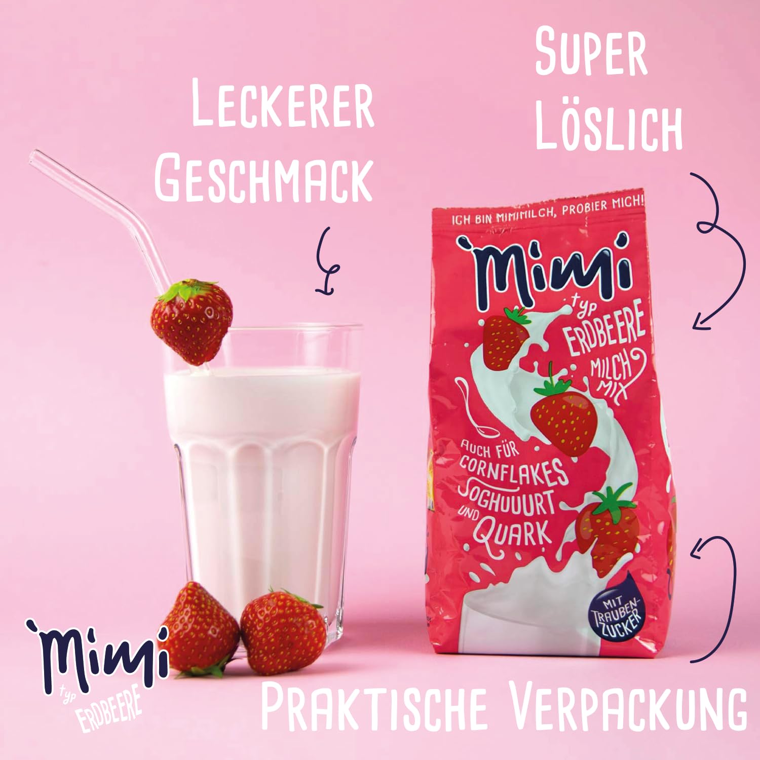 MIMI Milchmix mit Erdbeergeschmack!