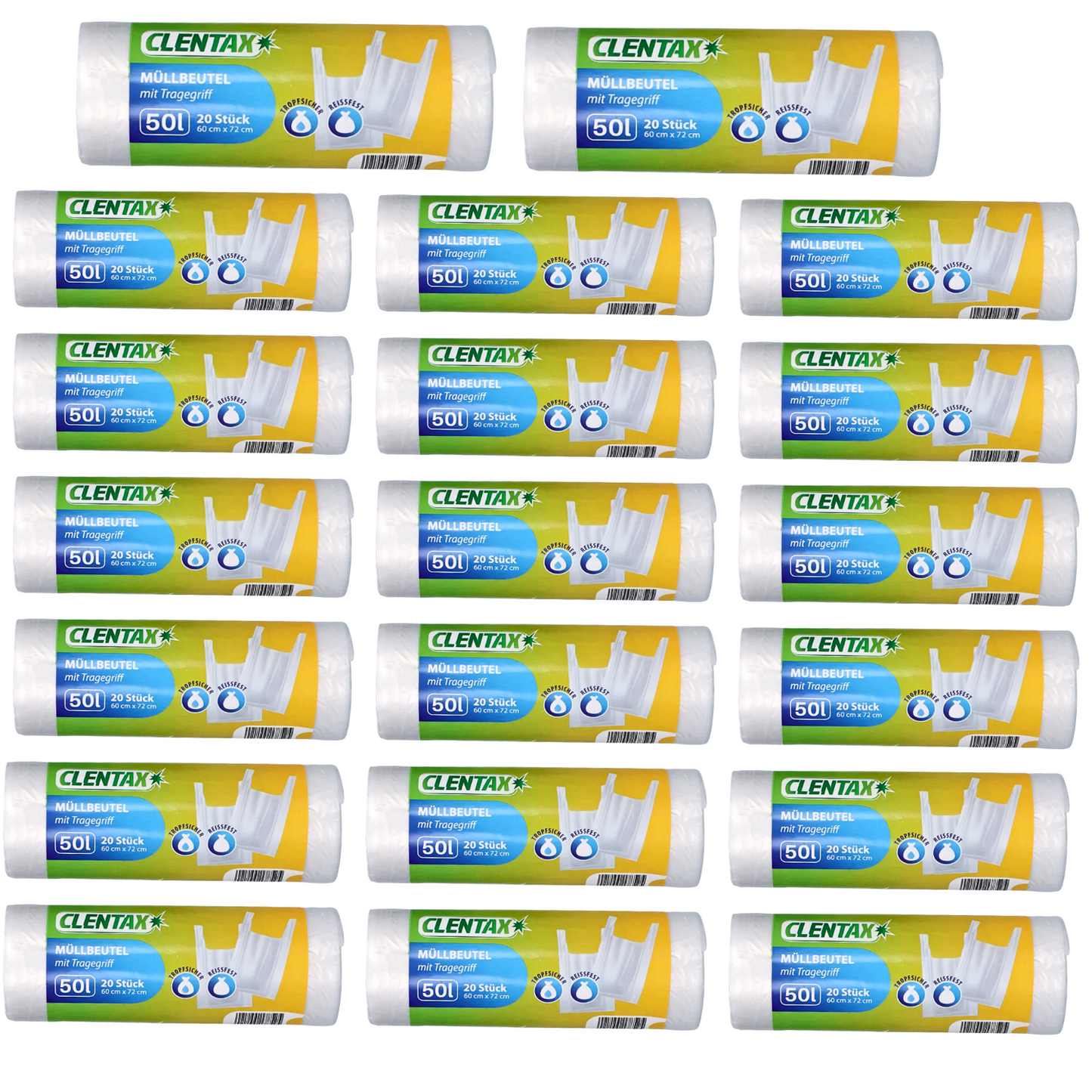 CLENTAX Müllbeutel 50L mit Tragegriff 30 x 20 St