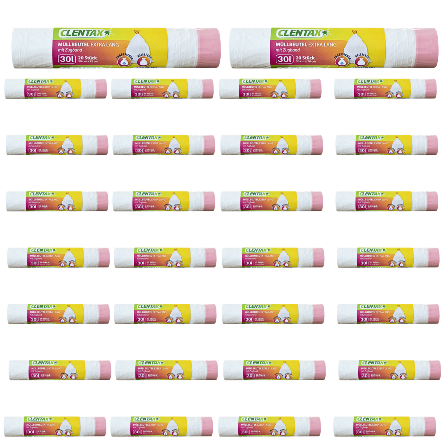 CLENTAX Müllbeutel 30L mit Zugband 30 x 20 St (insg. 600 St)