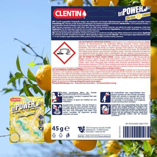 CLENTIN TRI-POWER Duftspüler 45g - Zitrone