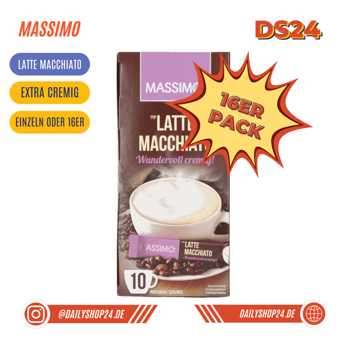 dailyshop24 massimo latte macchiato 16er pack im vorratspack instantcappucchino in kaffeesachets