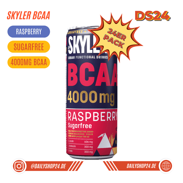 dailyshop24 24er tray skyler bcaa drinks für sportler un leistungsportler mit 4000mg bcaa für den optimalen muskelaufbau und die optimale leistungsfähigkeit beim sport