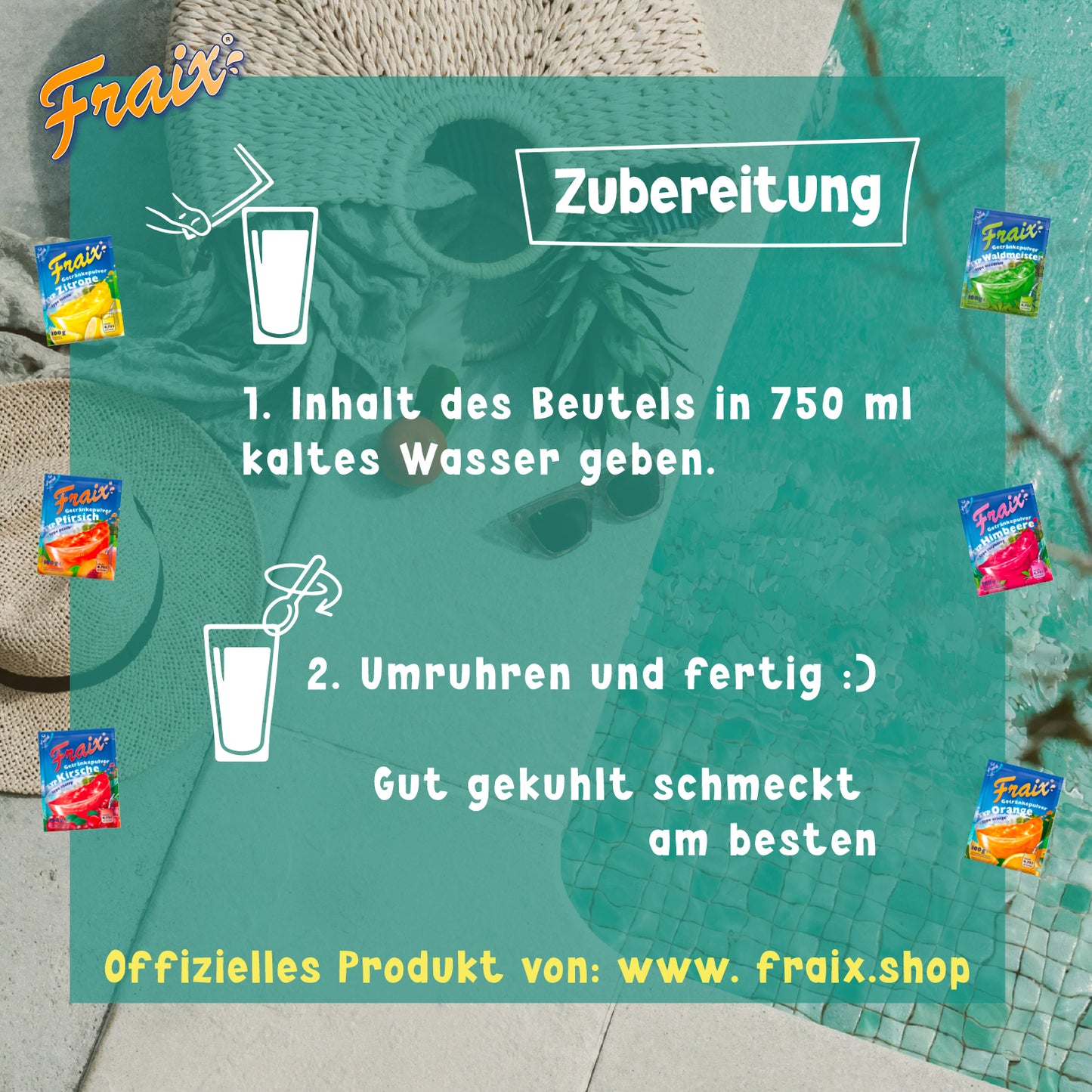 FRAIX Getränkepulver 6 Sorte Mixed (150er Pack x 100g)