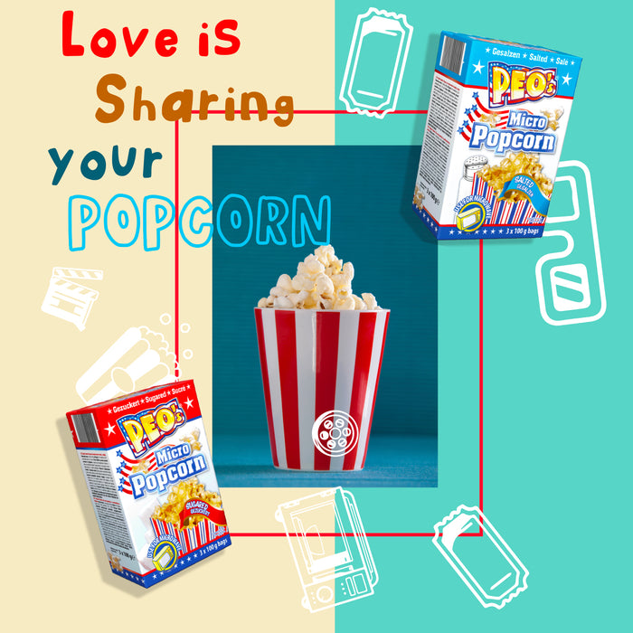 PEO'S Mikrowelle Popcorn 24 Schachteln mit 3 x 100g Süß Salzig - Für Kinoabend