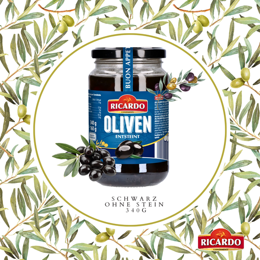 RICARDO Oliven schwarz 12 x 340g - entsteint