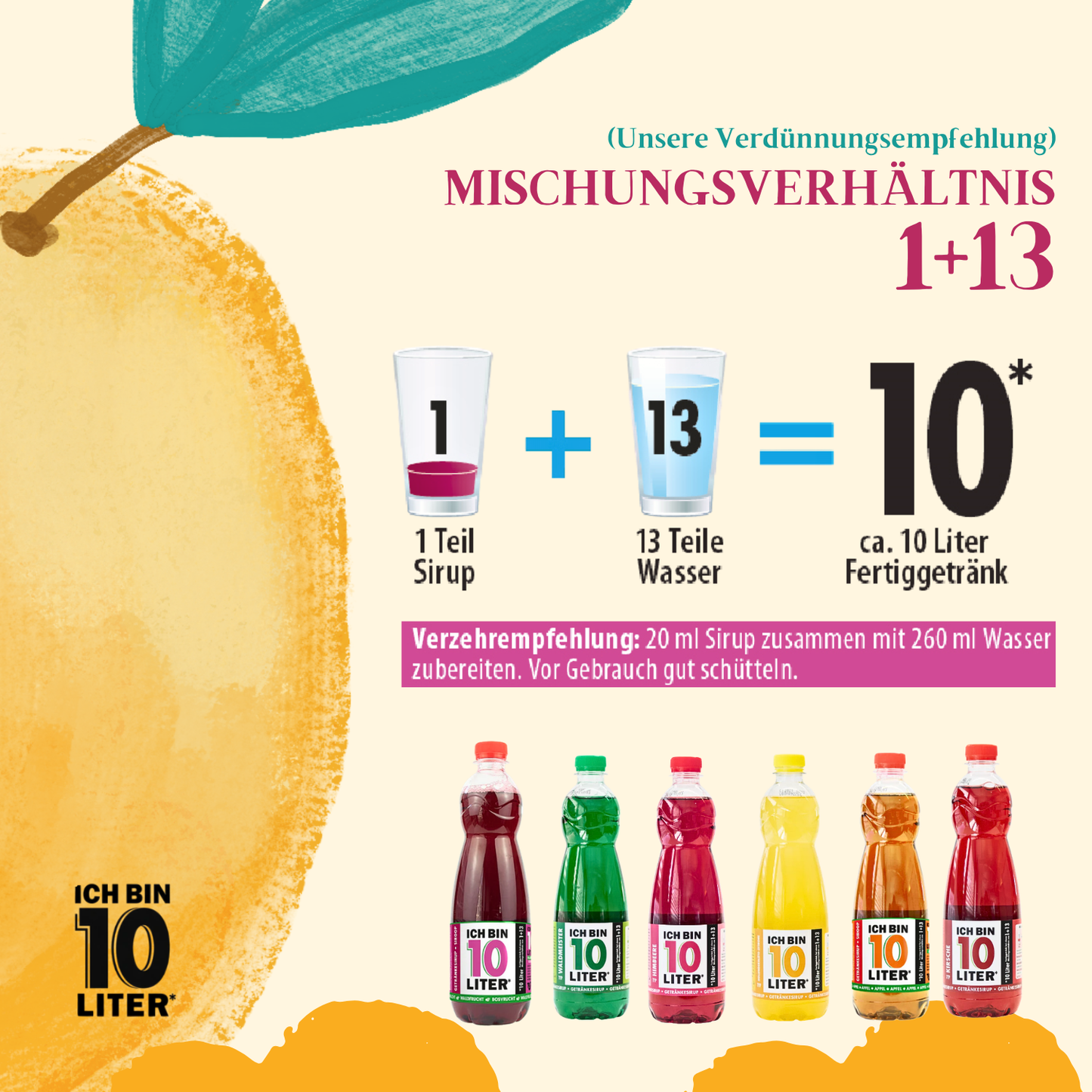 ICH BIN 10 LITER Apfel Sirup 6 x 0,7l