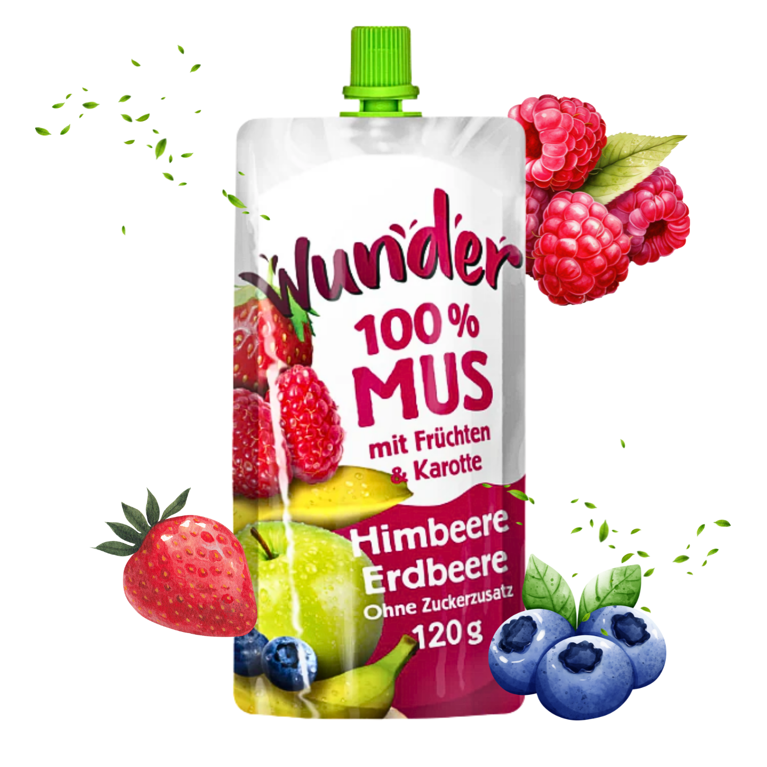 WUNDER Quetschie Mus 120g Himbeere, Erdbeere, Blaubeere