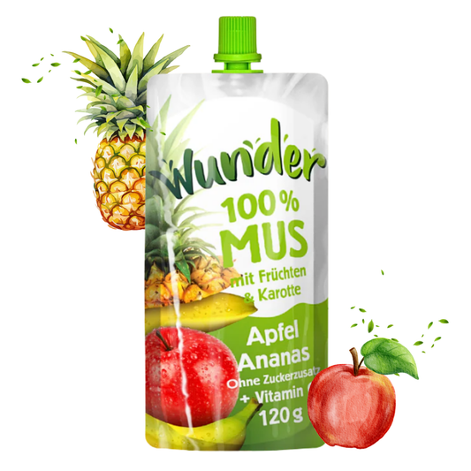 WUNDER Quetschie Mus 12 x 120g Apfel-Ananas