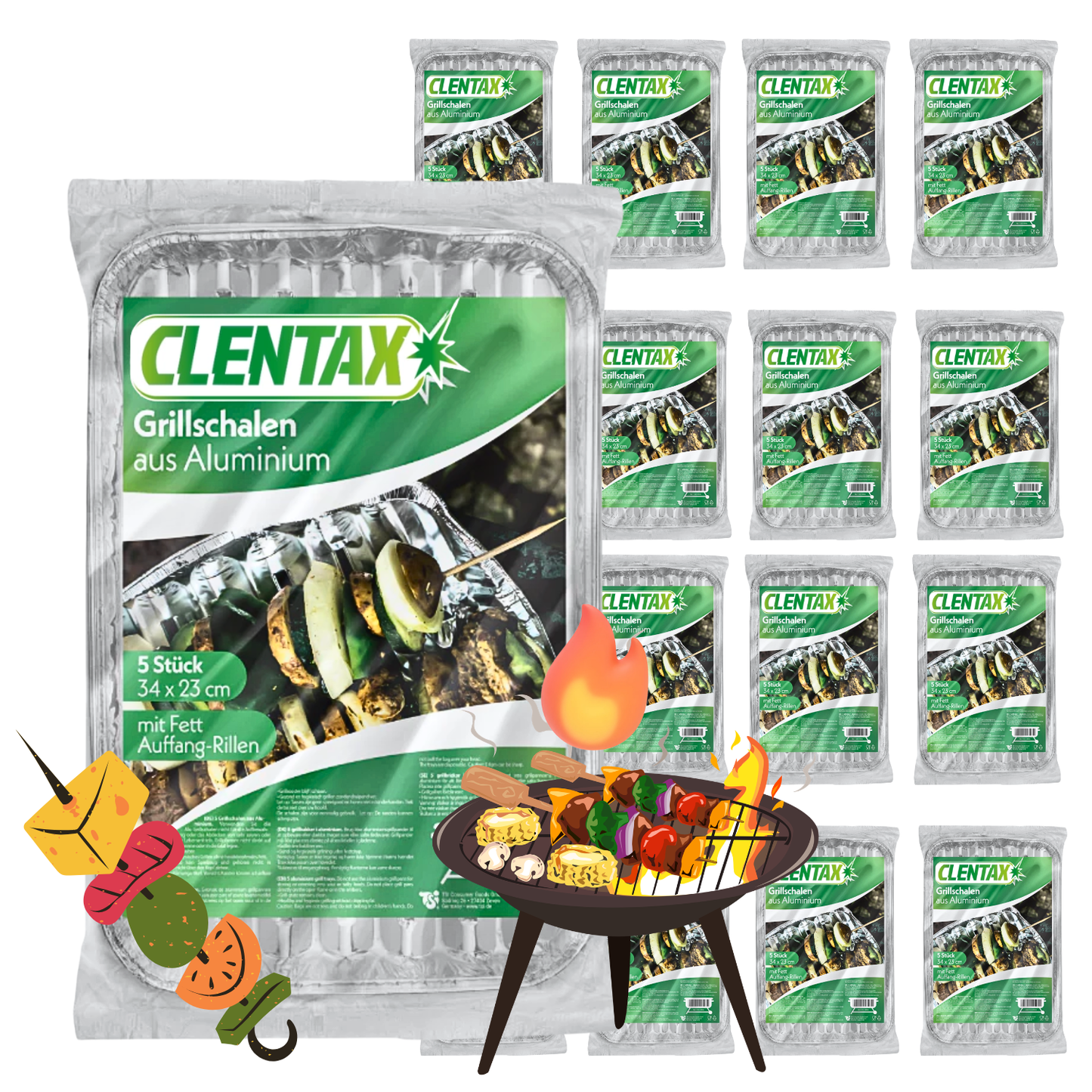CLENTAX Grillschale aus Aluminium 20 x 5 Stk