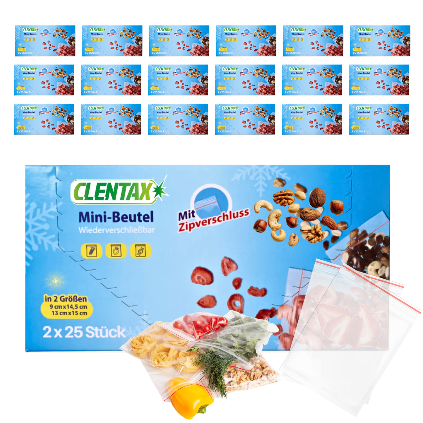 CLENTAX Haushaltsbeutel Mini 21 x 50 Stk ( in 2 Größen ) Lebensmittelecht