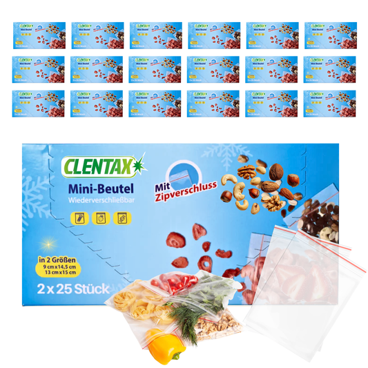 CLENTAX Haushaltsbeutel Mini 21 x 50 Stk ( in 2 Größen ) Lebensmittelecht