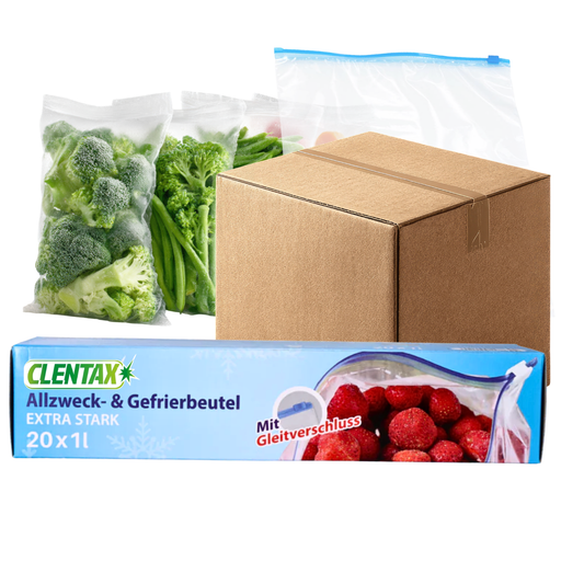CLENTAX Gefrierbeutel 1L mit Gleitverschluss 30 x 20 St