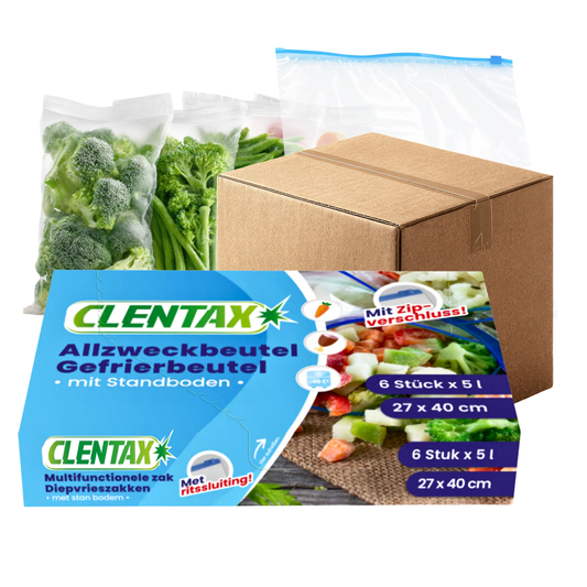 CLENTAX Gefrierbeutel 5L mit Zipverschluss 36 x 6 Stk