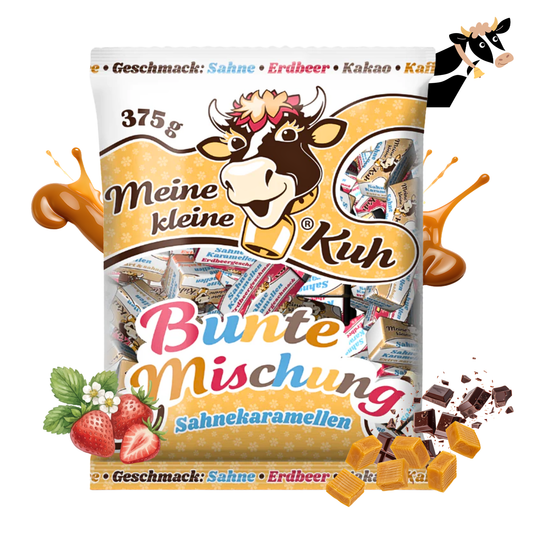 MEINE KLEINE KUH Bunte Mischung 25 x 375g Sahne Bonbon ( Sahne Erdbeer Kakao Kaffee )