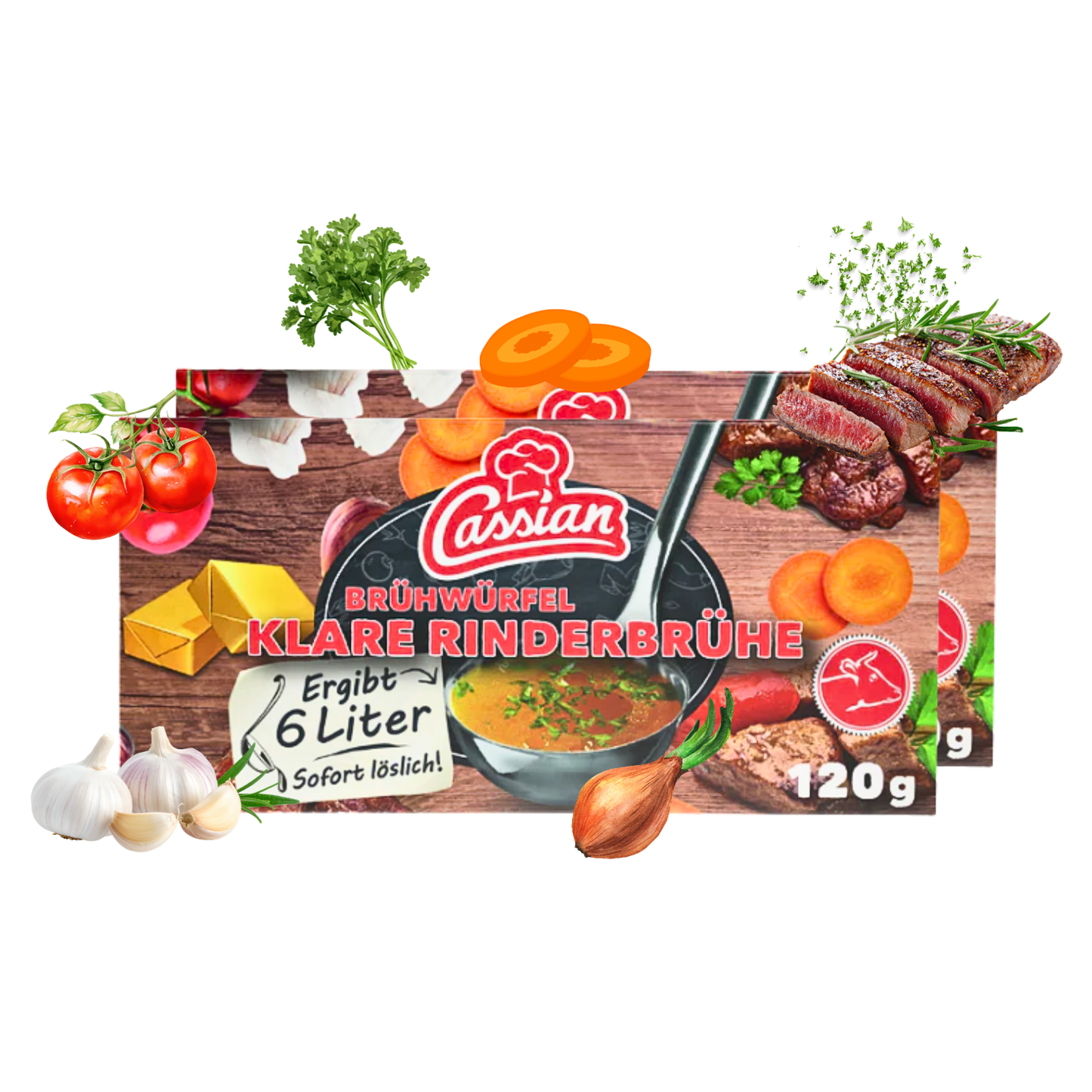 CASSIAN Brühwürfel Rinderbrühe 30 x 120g für 360 x 0,5l