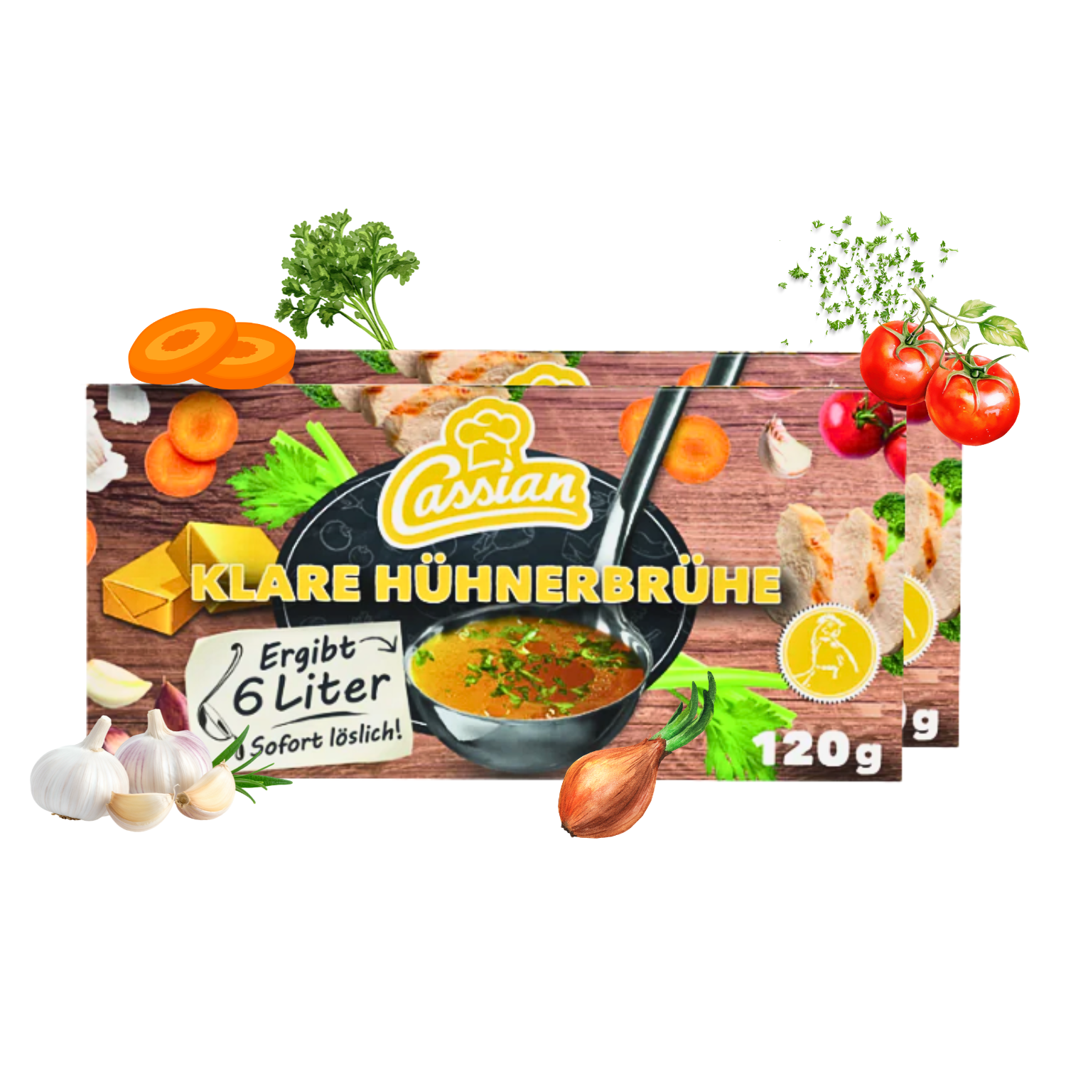 CASSIAN Brühwürfel Hühnerbrühe 30 x 120g für 360 x 0,5l