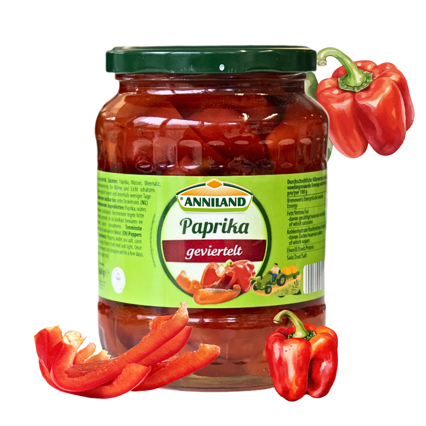 ANNILAND Geviertelte Paprika 12 x 680g