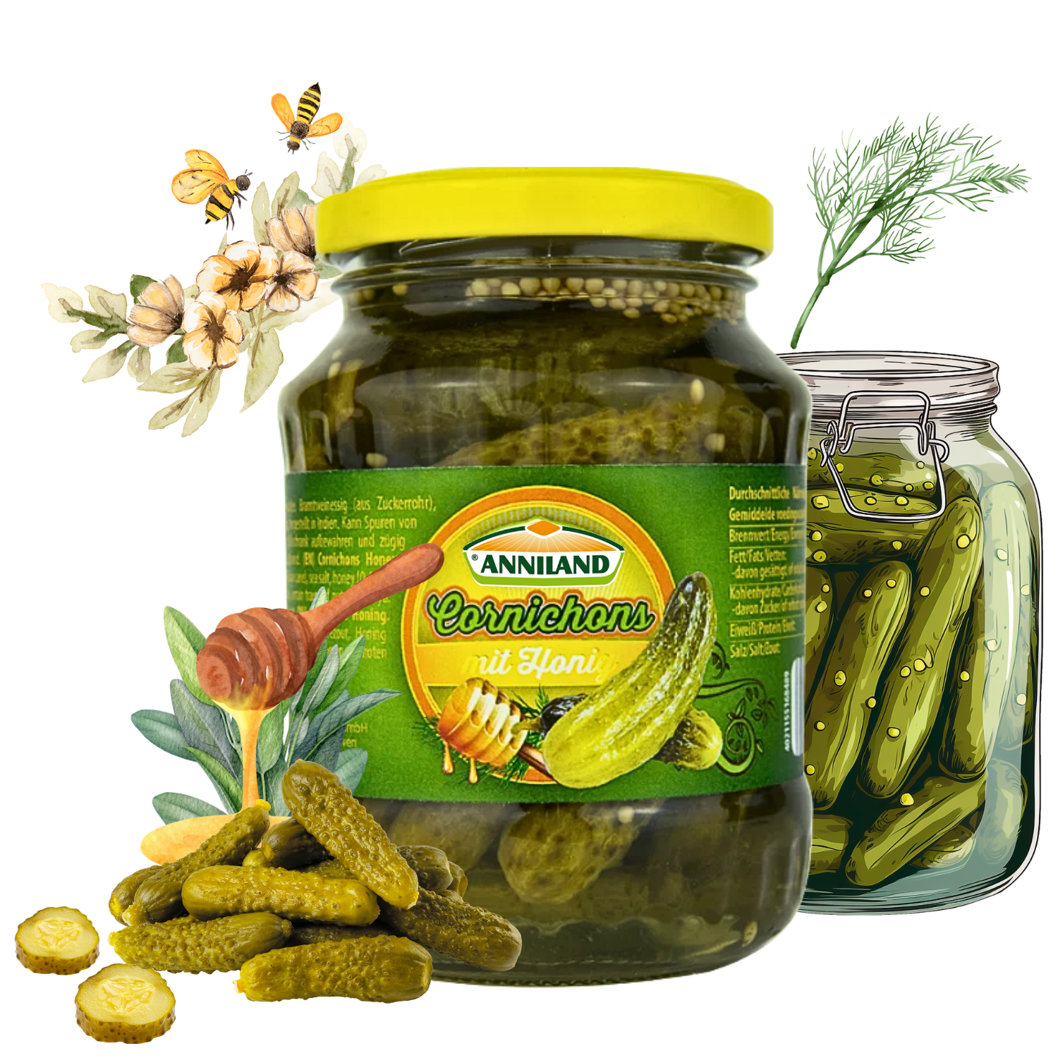 ANNILAND Cornichons mit Honig 12 x 330g