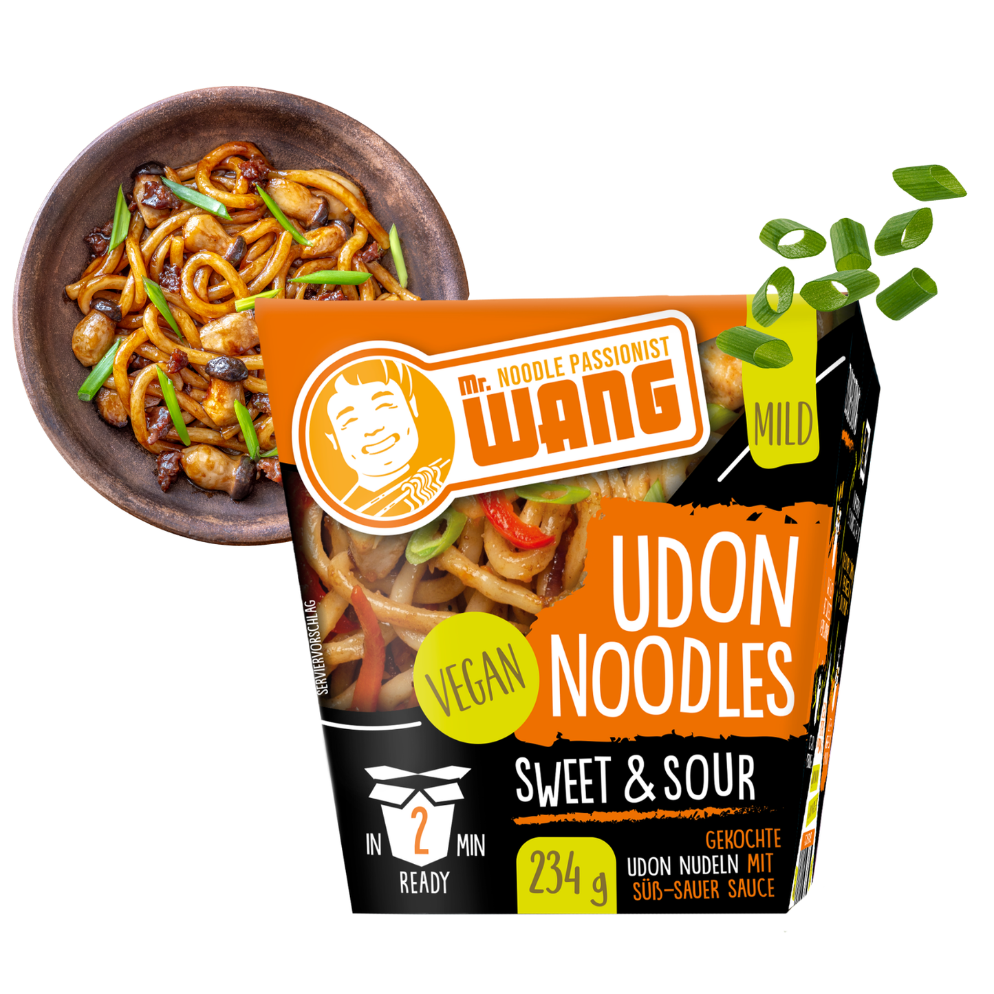 MR WANG Udon-Nudel-Bowl mit Süss Sauer Sauce 4 x 234g Box