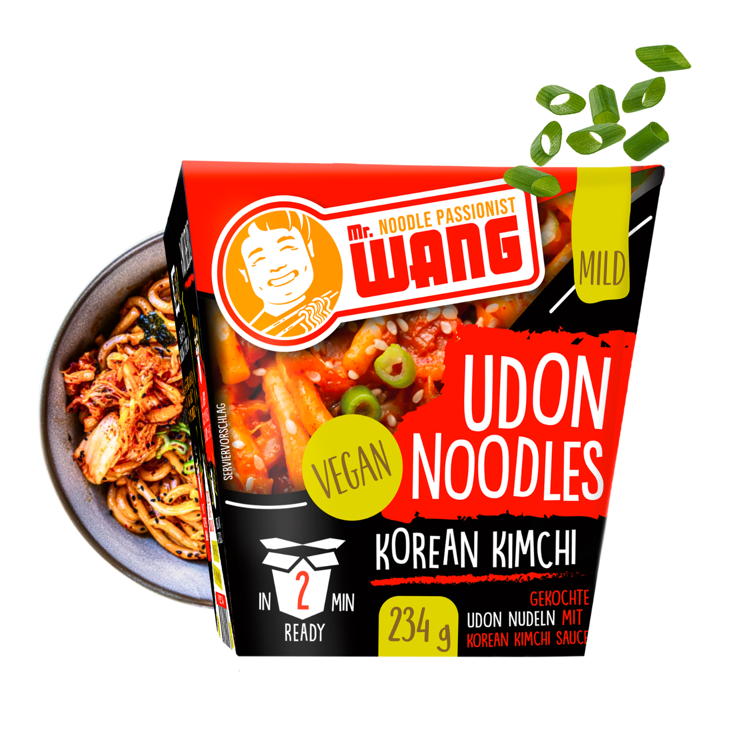 MR WANG Udon-Nudel-Bowl mit Korean Kimchi Sauce 4 x 234g Box