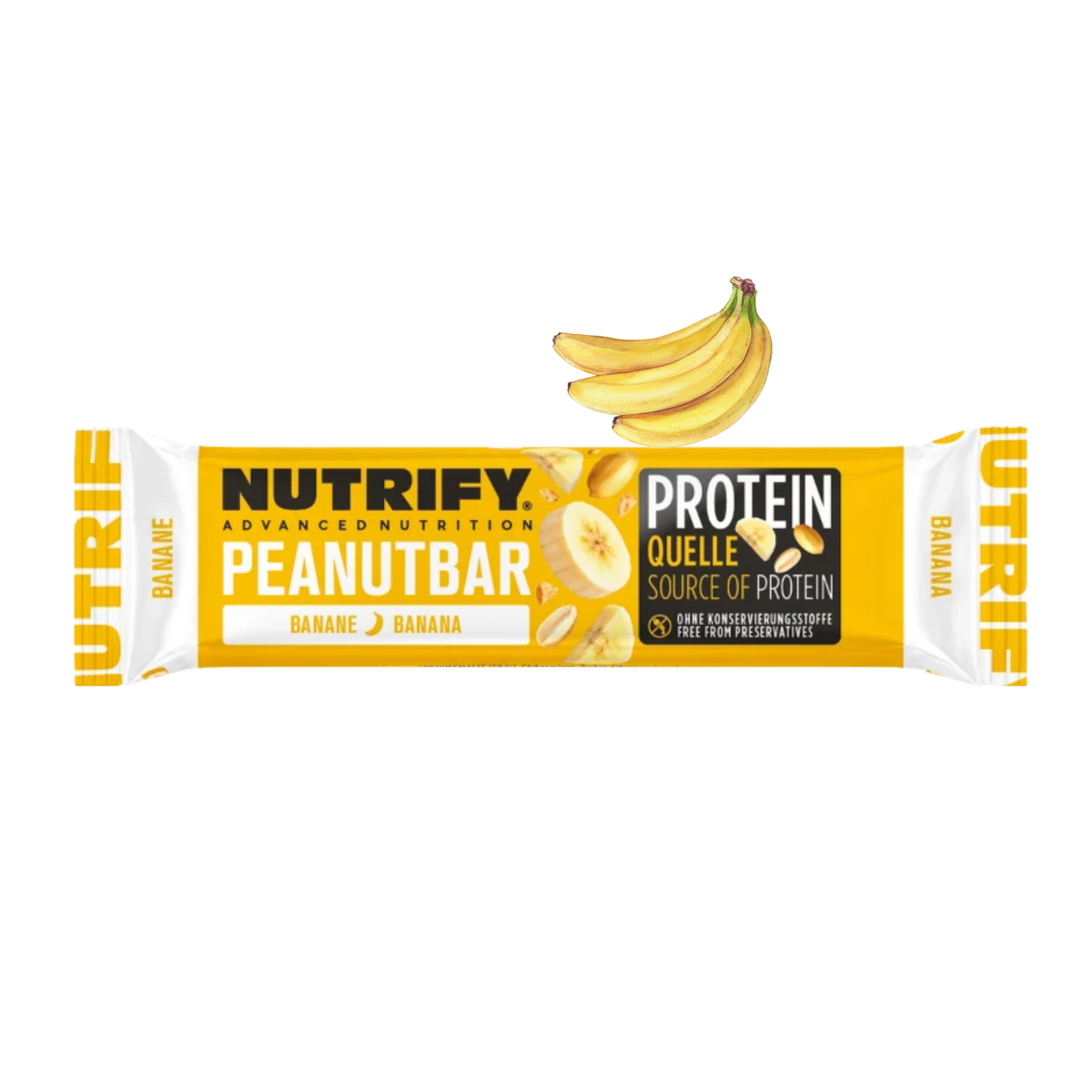 NUTRIFY Erdnuss Riegel mit Banane 8 x 60g Nuss Riegel für unterwegs