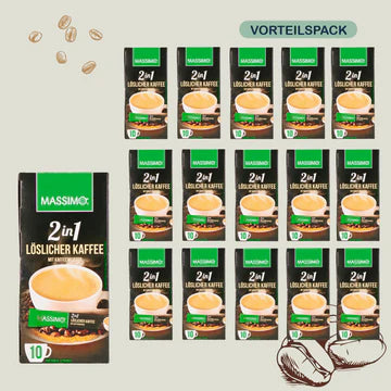 MASSIMO Alle Sorte - Vorteilspack MASSIMO 2in1 Kaffee mit Kaffeeweißer 16 x 140g