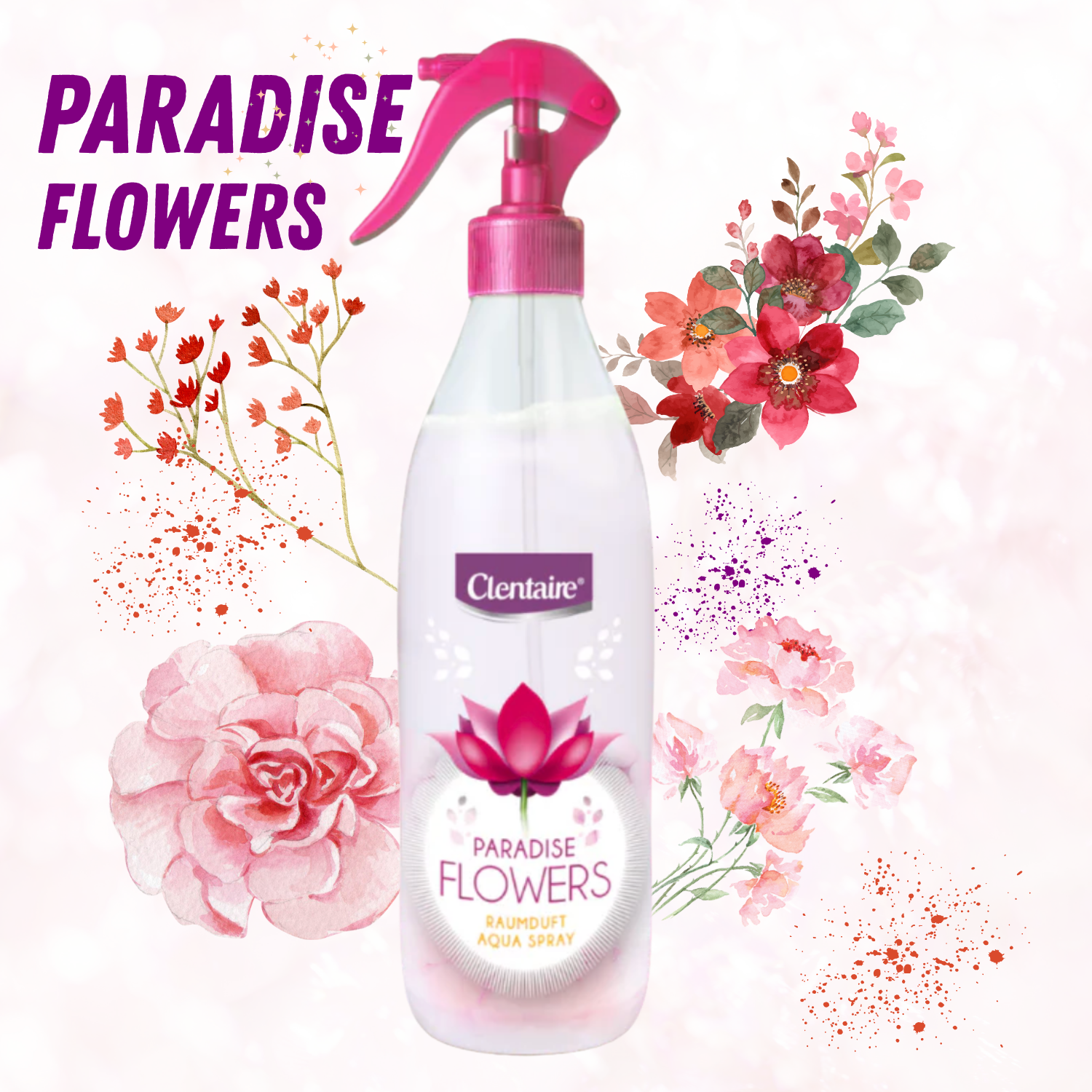 CLENTAIRE Lufterfrischer & Textilerfrischer Paradise Flowers 12 x 425ml