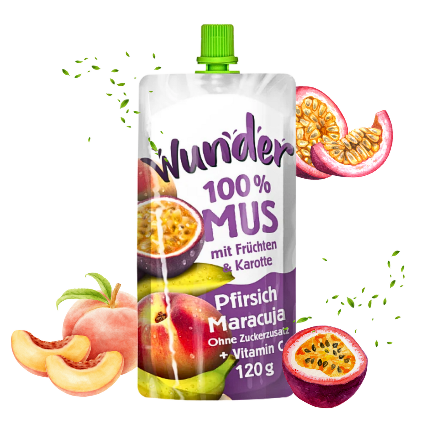 WUNDER Quetschie Mus 12 x 120g Pfirsich-Maracuja