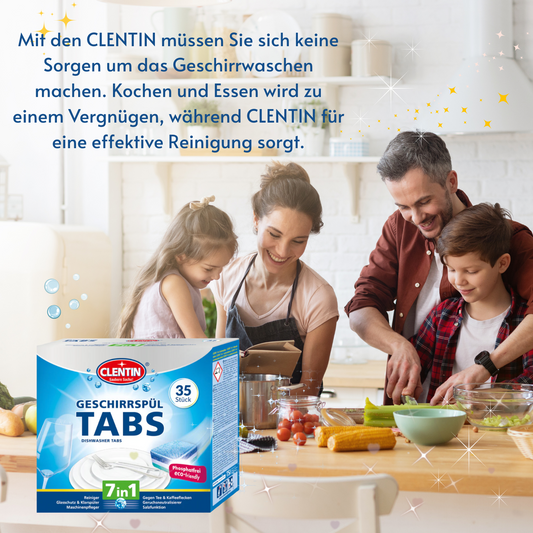 CLENTIN 7in1 Geschirrspültabs 12 x ( 35 Stk á 20g )