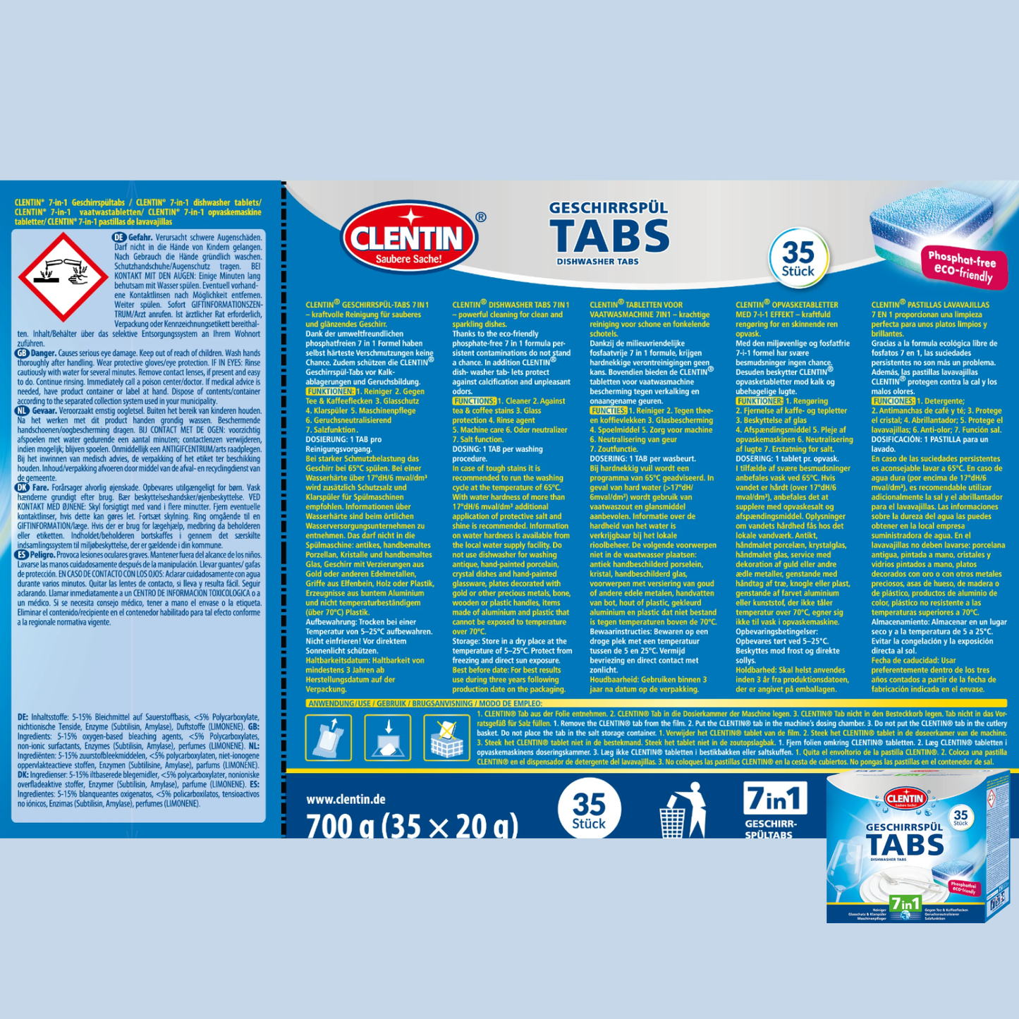 CLENTIN Geschirrspültabs 35 Stk á 20g (7in1)