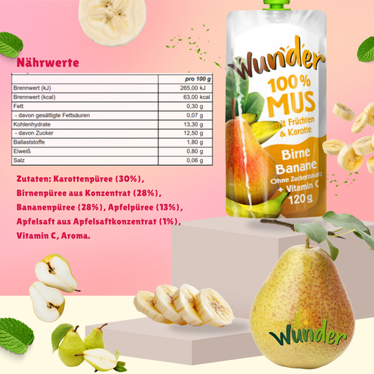 WUNDER Quetschie Mus 12 x 120g Birne-Banane