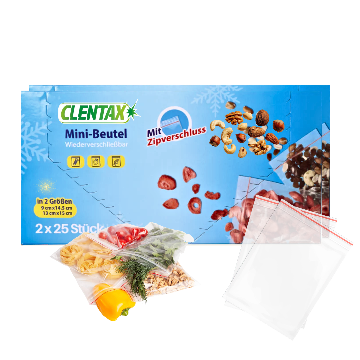 CLENTAX Haushaltsbeutel Mini 50 Stk (2 x 25 Stk) in 2 Größen