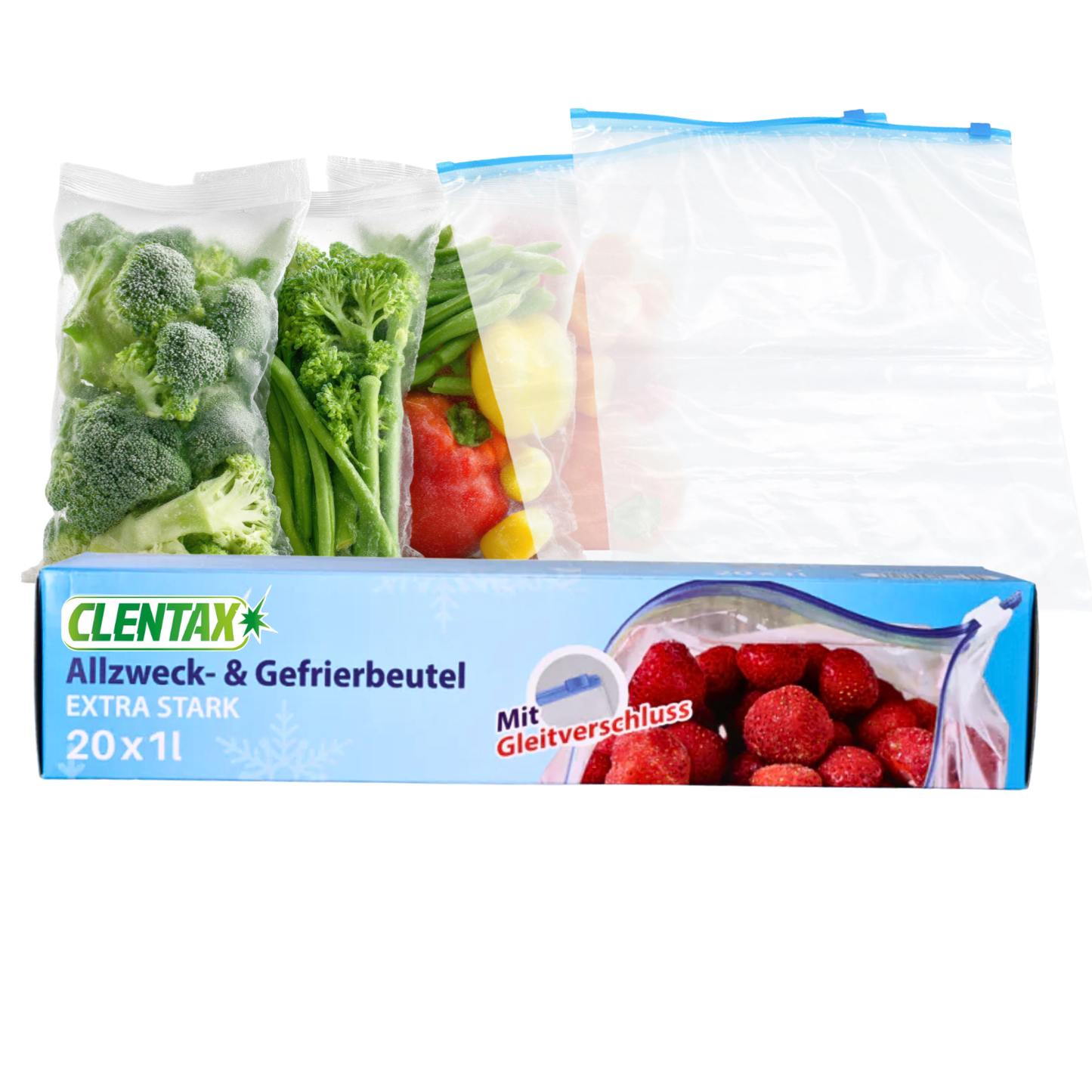 CLENTAX Gefrierbeutel 1L mit Gleitverschluss 20 St