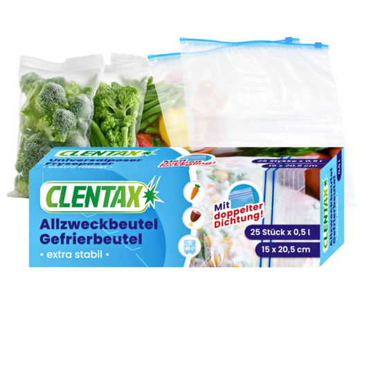 CLENTAX Gefrierbeutel 0,5L mit doppelter Dichtung 25 Stk