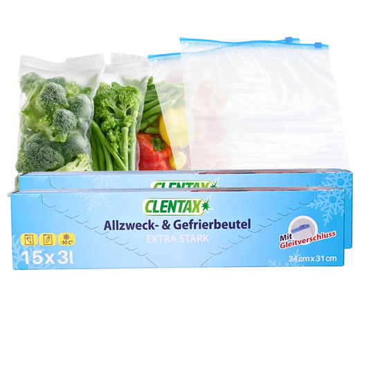 CLENTAX Gefrierbeutel 3L mit Gleitverschluss 15 Stk
