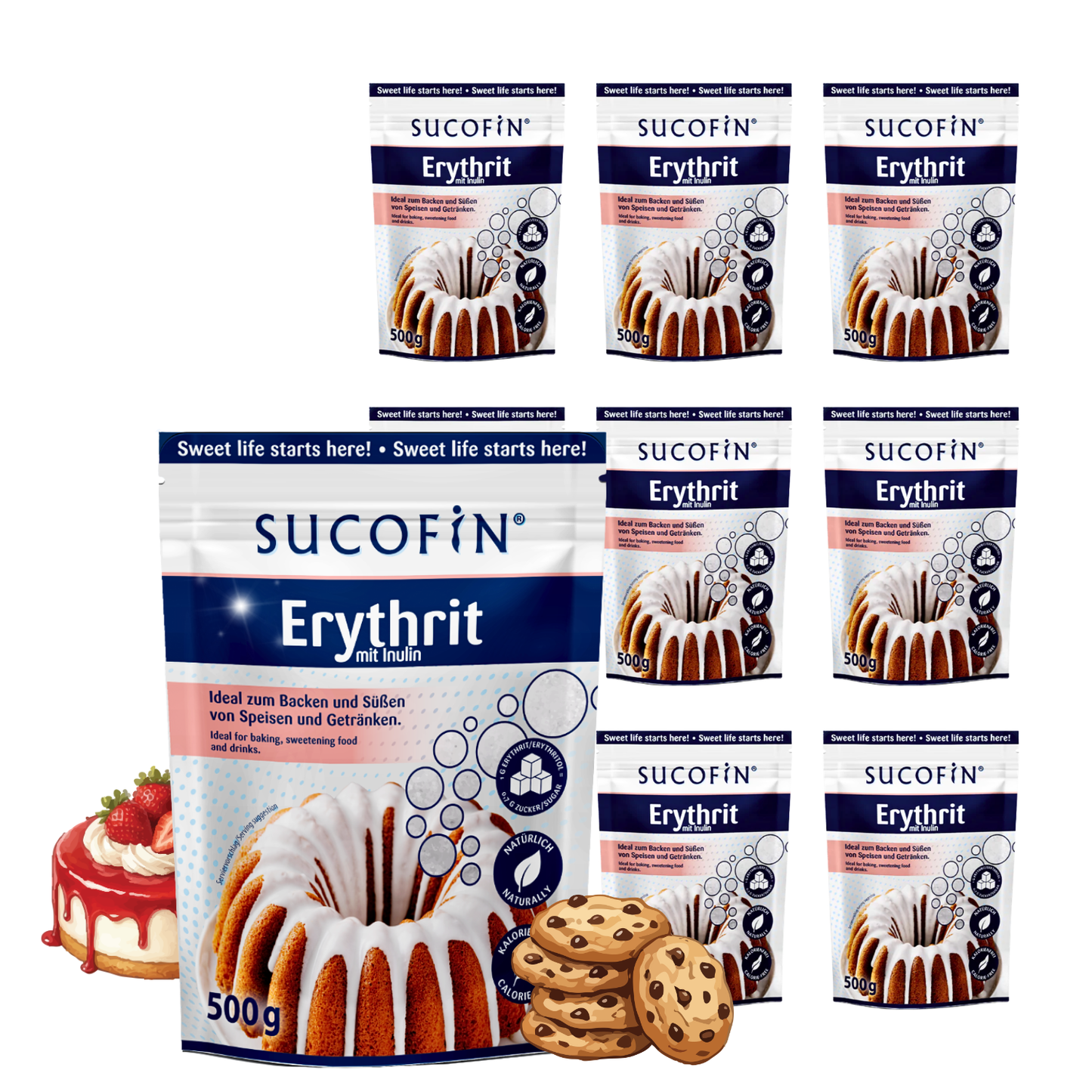 SUCOFIN Erythrit mit Inulin 10 x 500g