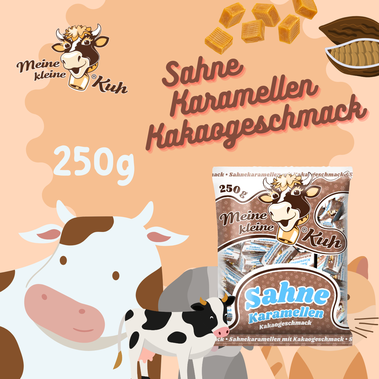 MEINE KLEINE KUH Sahnekaramellen mit Kakaogeschmack 20 x 250g Sahne Bonbon